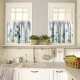 thumbnail image 2 of Eucalyptus Leaf Floral Kitchen Window Valance Curtain Set, Pring Sage Green Farmhouse Leaves Watercolor Botanical Plants Valances and Tier Set for Living Room 54''x18'' & 27''x24''x2, 3 Panels, 2 of 4