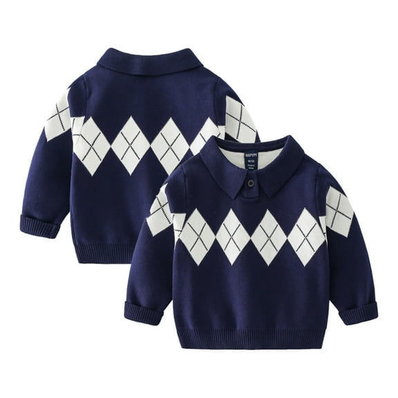 Paokuoon kids Boys Cardigan Sweaters Toddler Lapel Design Top Spring Fall Sweaters Pullover for 2-7 Years