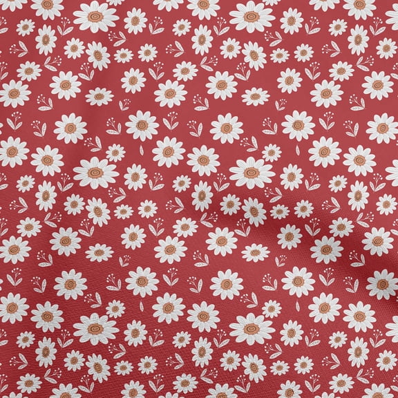 oneOone Cotton Cambric Red Fabric Kids Floral Sewing Craft Projects Fabric Prints By Yard 56 Inch Wide