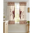thumbnail image 4 of Red Texas Star Rustic Sheer Curtains 39 Inch Length 2 Panels Set for Living Room/Bedroom, Farmhouse Berry Brown Wooden Kitchen Curtains Grommet Semi-Sheer Curtains Window Treatments 27.5"x39"x2, 4 of 7