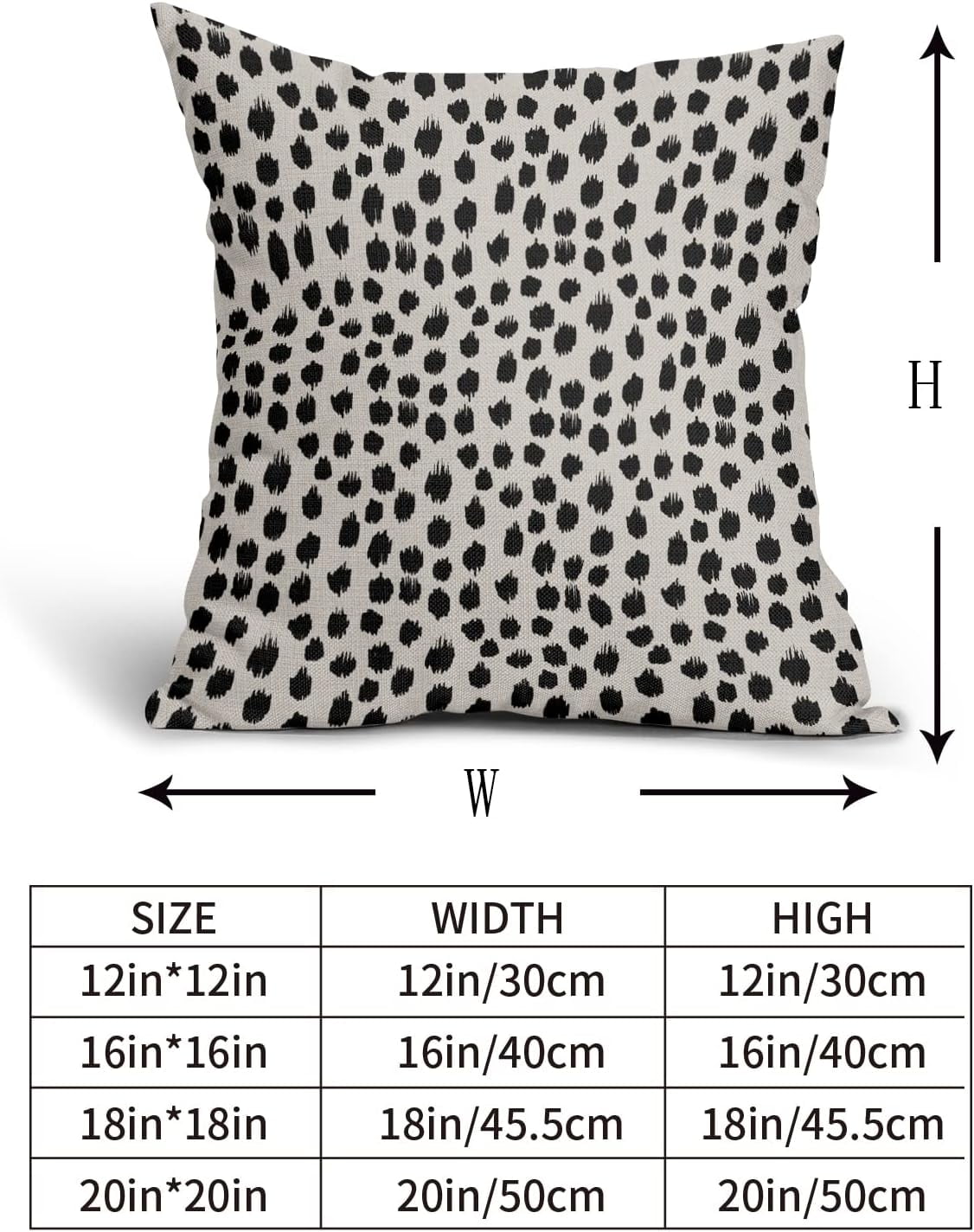Black Cream Polka Dot Pillow Covers 20x20 Set of 2 Outdoor Modern Art Throw Pillows Boho Design Brush Strokes Decorative Pillowcase Square Cushion Cover Linen Pillow Case for Home Sofa Couch Bed