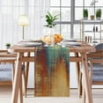 thumbnail image 5 of Blue and Orange Table Runner, Vintage Abstract Messy Rust Painting Table Runners for Kitchen Coffee Table Family Dinners Holiday Parties Wedding Events Decor(13x72 inch), 5 of 6