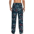 thumbnail image 3 of Goofa Navy Blue Geometric Printed Soft Pajama Pants for Men, Wide Leg Comfy Casual Lounge Yoga Pants-Large, 3 of 9