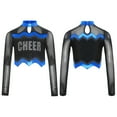 thumbnail image 2 of iiniim Girls Cheer Leader Team Uniform Ball Game Cheerleading Dance Long Sleeve Crop Top Royal Blue 10, 2 of 7