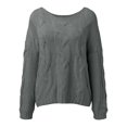 thumbnail image 3 of Vedolay Cute Sweaters Women's 2023 Lantern Long Sleeve Crewneck Sweater Casual Solid Color Pullover Tops,Gray XL, 3 of 4