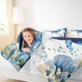 thumbnail image 3 of Castle Fairy Gentle Watercolor Humpback Whale Full Size Comforter Sets 3-Piece,Coral Jellyfish Tropical Ocean Graphic Bedding Comforter Set,Azure White,Reversible,1 Comforter and 2 Pillowcases, 3 of 6