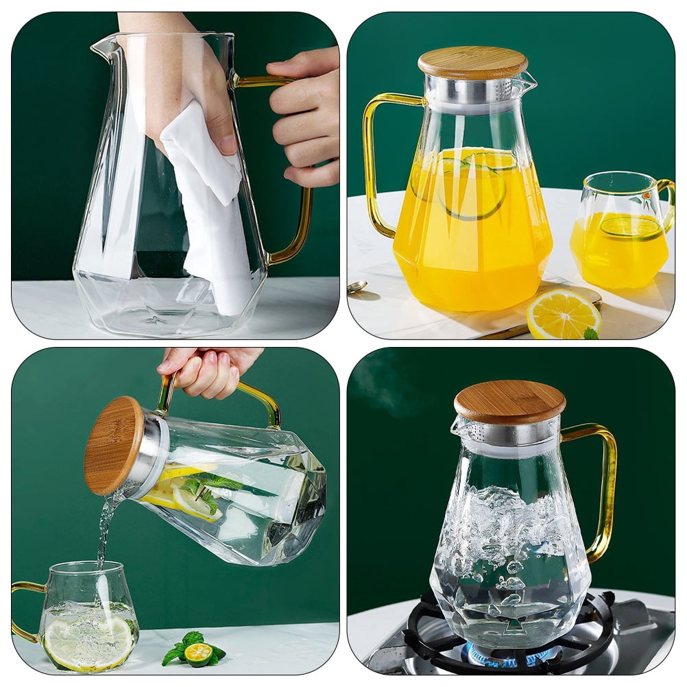 GETAJGHSD 1Pc Glass Pitcher for Cold Beverages with Rubber Base 1500ml