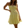 thumbnail image 1 of Fortune Femmes Backless Mini Robes Sangle Découpe Swing Robe de Vacances Robe de Plage, 1 of 9