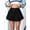 Black, variant on Black Pleated Denim Mini Skirt For Women, Casual A-Line Style