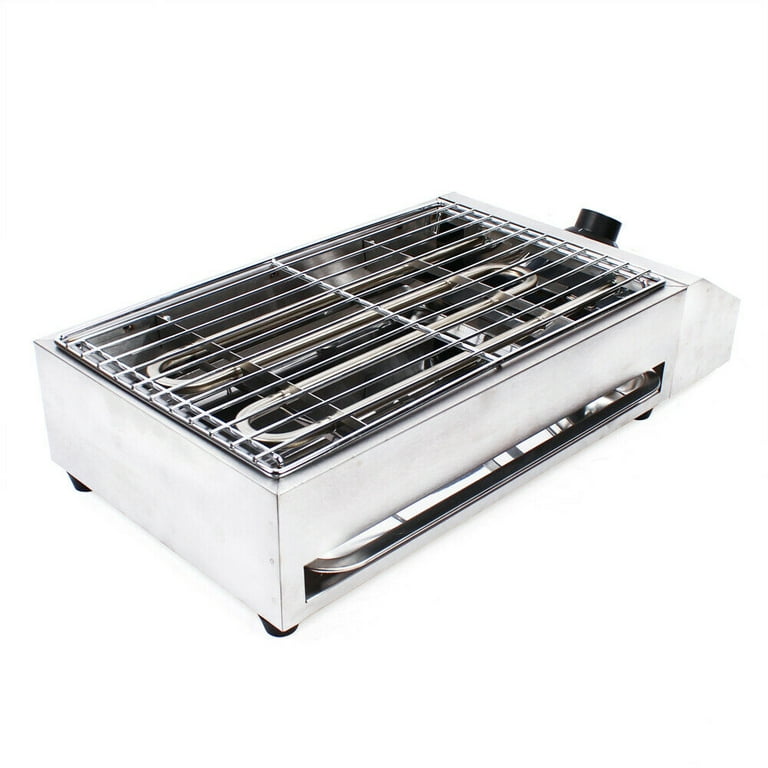 Electric Countertop Grill 2800W Portable Smokeless Barbecue Oven Griddle  Stainless Steel Indoor Outdoor with Pan 110V US