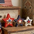 thumbnail image 3 of 3 Pcs 4th of July Decor Wooden Star White Blue Red Decor Patriotic Memorial Day Tiered Tray 250th Anniversary Independence Labor Day Table Wooden Decoration for Home Office Table(Vintage), 3 of 8
