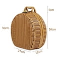 thumbnail image 2 of Round Rattan Suitcase Basket, Vintage Rattan Woven Storage Suitcase Wicker Storage Box with Handles, Rattan Storage Box, 2 of 5