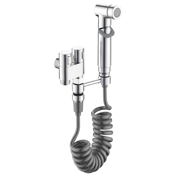 Aqua Earth Handheld Bidet Sprayer for Toilet – Chrome Finish | Bathroom Toilet Bidet Attachment Set for Baby Diapers, Feminine Hygiene & Pet Cleaning