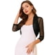 thumbnail image 1 of Semi Sheer Elegan Mangas Largas Bolero Shrug Tops para Mujer Negro XL, 1 of 6
