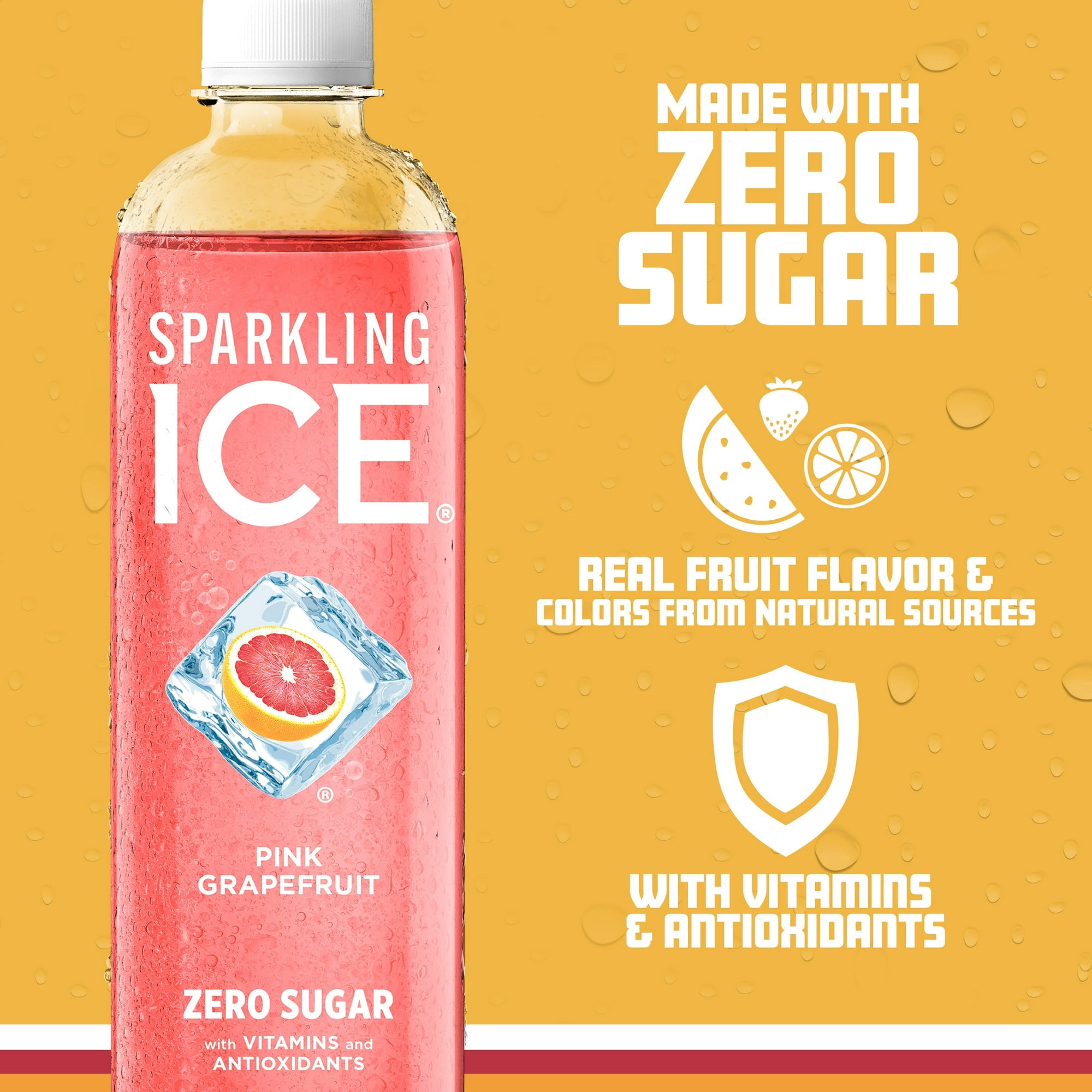 Sparkling Ice® Naturally Flavored Sparkling Water, Pink Grapefruit 17 fl oz Plastic Bottle (Pack of 4)