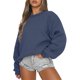 thumbnail image 1 of Jersey de baile sexy para mujer, sudadera holgada informal, camisas de manga larga con cuello redondo, camisetas lisas de Color sólido, 1 of 2
