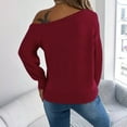thumbnail image 5 of Fiaer Womens Sweater Cold Shoulder Hollow out Knitted Pullover Long Sleeve Loose Fit Casual Fashion Warm Tops Red L, 5 of 6