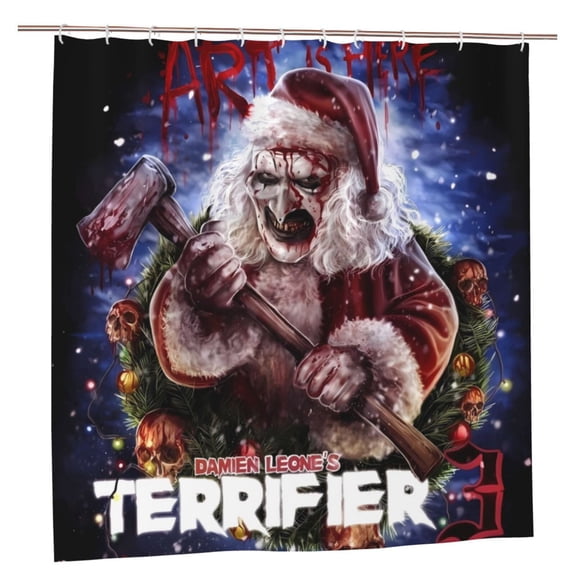 Terrifier 3 Bathroom Shower Curtain,Bath Curtains Durable Waterproof Bath Curtain With 12 Hooks,72x72in, Adluts Girls Boys Bathroom Decor House Gifts