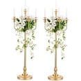 thumbnail image 1 of Candelabra Gold for Wedding Decor: 50'' Tall Candelabra Floor Candle Floral Centerpiece Stand for Events Party Ceremony Aisle Reception Decorations for 5 Candlesticks, 2 pcs, 1 of 7