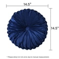 thumbnail image 3 of 2PCS Pleated Pumpkin Throw Pillows, Round Velvet Pillows with Center Button, Vintage Accent Meditation Pillow Cushion for Sofa Chair Dorm Car, 14.5 inch, Navy, 3 of 5