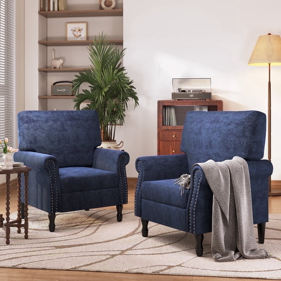 Techmilly Modern Upholstered Accent Chair, Fabric Living Room Armchair, Sofa Chair for Bedroom/Reading Spaces, Navy