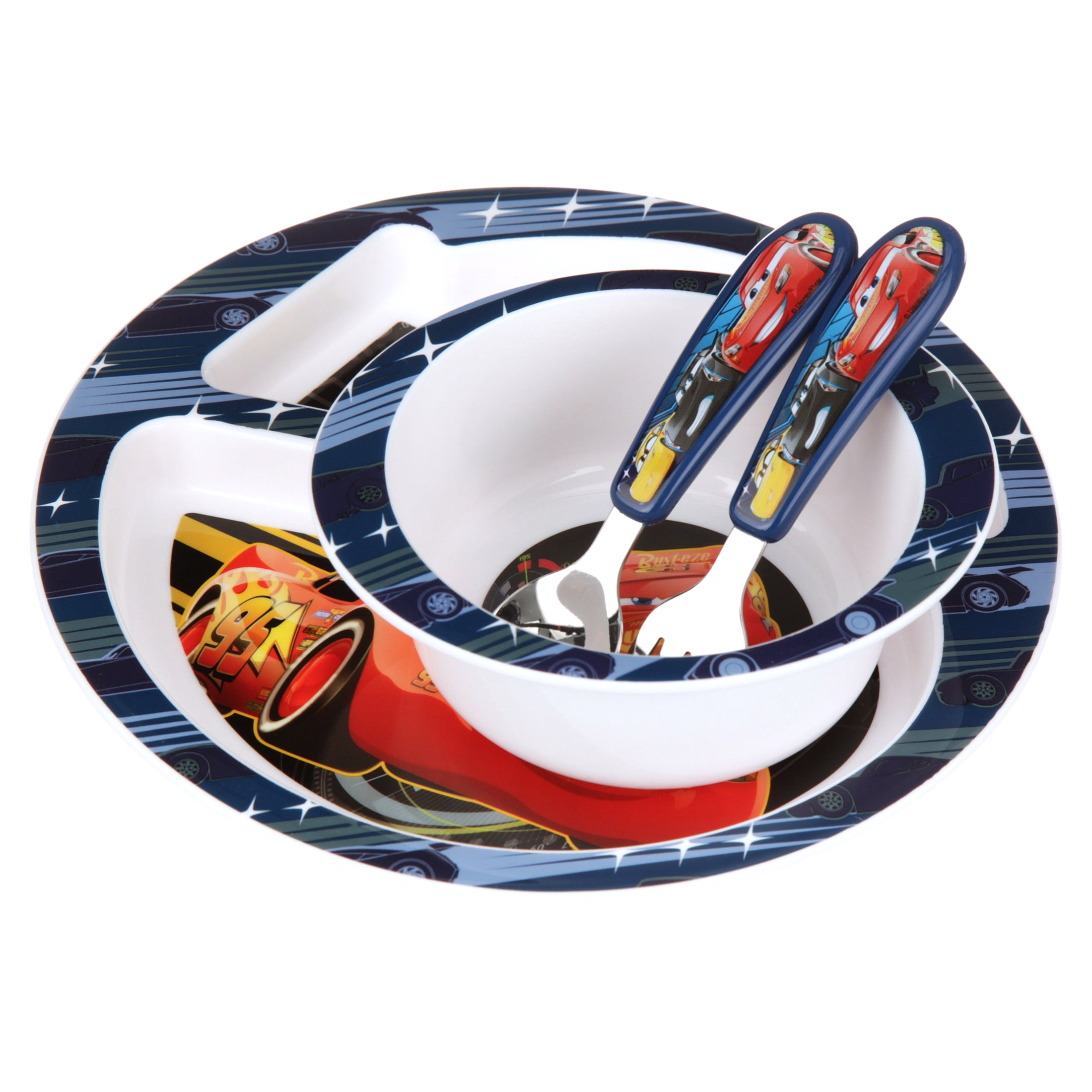 Disney Pixar Cars 3 Feeding Set Toddler Plate Bowl Knife & Fork Set