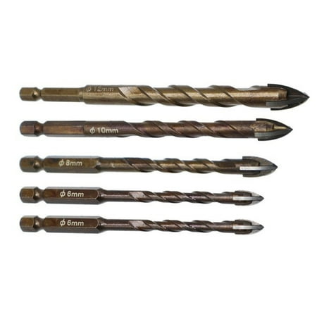 

1111Fourone Drill Bits Hexagon Tile Stone Hole Openers Alloy Woodworking Glass Drill Set 6mm 6mm 8mm 10mm 12mm