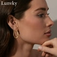 thumbnail image 3 of LUNVKY 18K Gold Plated Hoop Earrings for Women Lightweight Hypoallergenic Large Big Chunky Post 50mm Earrings Birthday Graduation Mothers Day Jewelry Gifts Her Mom Girlfriend Wife Adults Ideas, 3 of 6