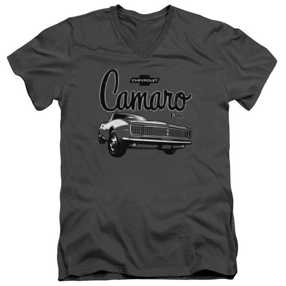Chevrolet Script Car S/S Adult V-Neck 30/1 T-Shirt Charcoal