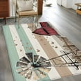 thumbnail image 4 of Windmill Farmhouse 3x5 Area Rugs, Vintage Teal Brown Wooden Butterfly Non-Skid Rubber Backing Large Rectangle Rugs - Living Room Bedroom Home Office, Indoor Floor Mat Carpets Washable Rug, 4 of 9