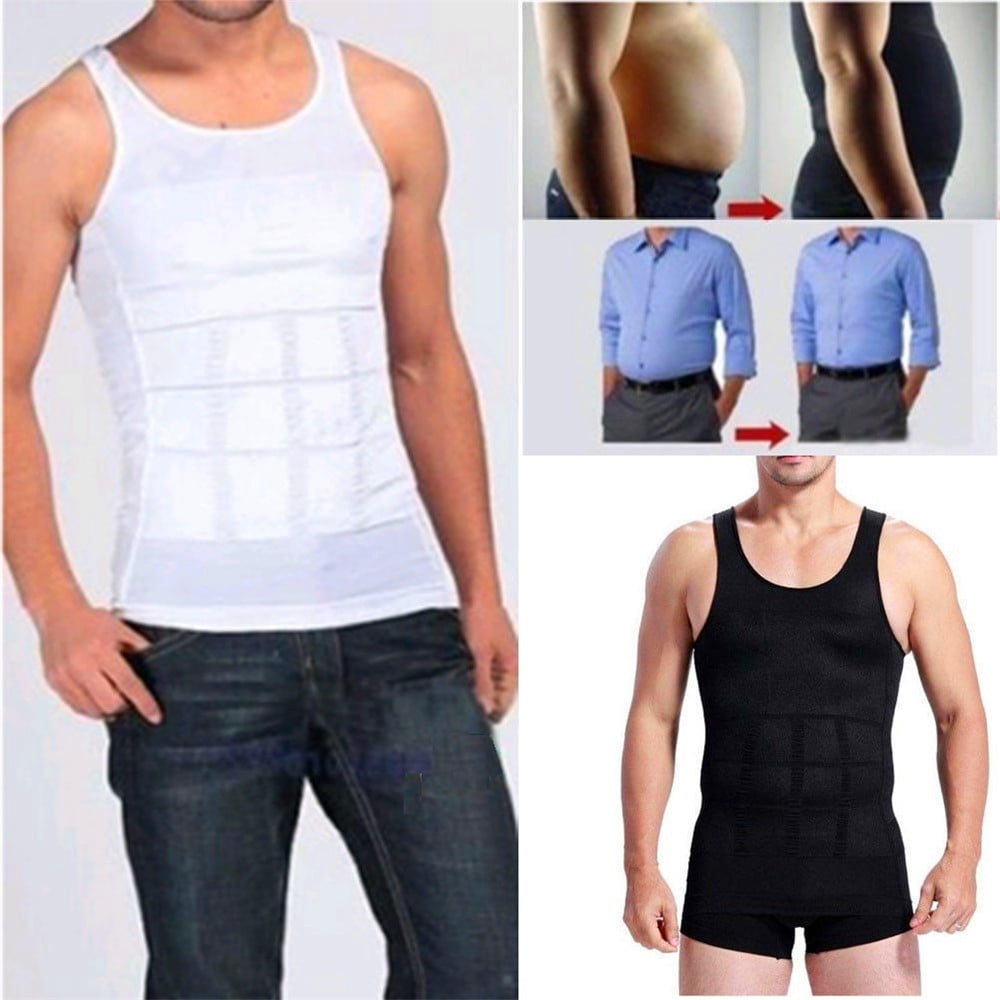 Mens Compression Shirt Slimming Body Shaper Vest Workout