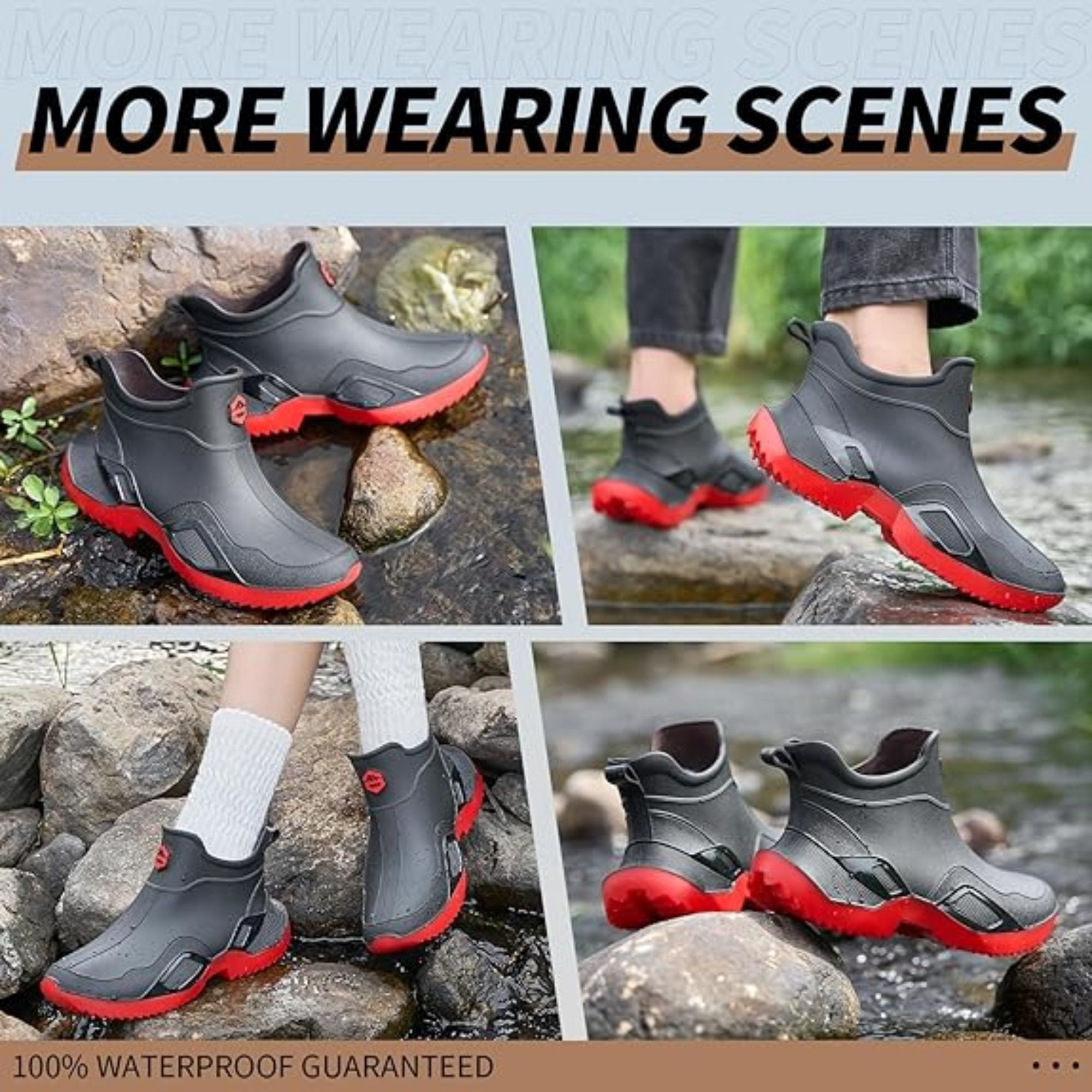 CHICVOMEY Women's Waterproof Rain Boots Anti-Slip Ankle Boots for Gardening Fishing Farming Boating Outdoor Work Traction Sole Short Rain Boots for Women & Men