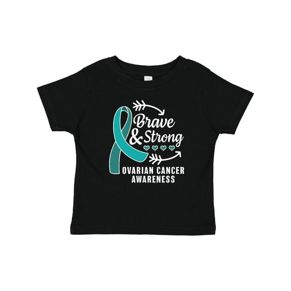 Inktastic Ovarian Cancer Awareness Brave and Strong with Arrows Boys or Girls Baby T-Shirt
