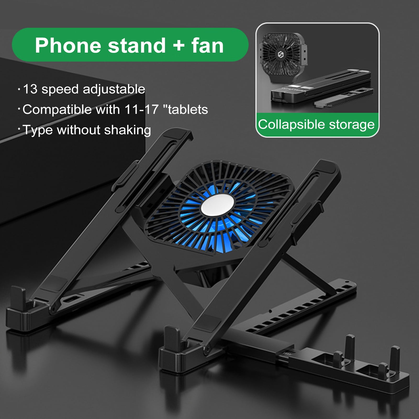 Lifetechs Laptop Stand with Cooling Fan High Stability Height Adjustable Foldable Design Anti-Slip Laptop Riser Bracket