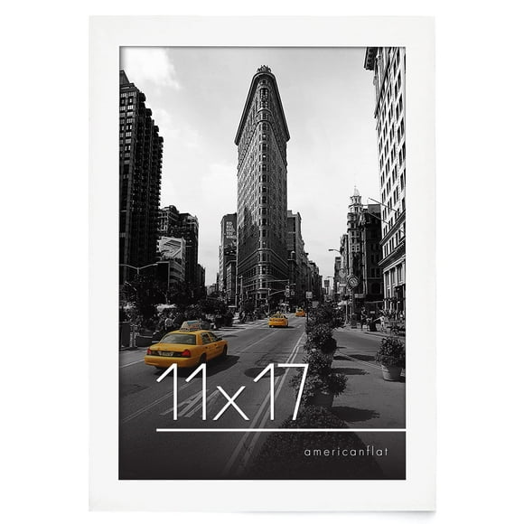 Americanflat 11x17 White Picture Frame - Legal Sized Paper Display. - Composite Wood with Shatter Resistant Glass - Wall Mounted Horizontal and Vertical Formats
