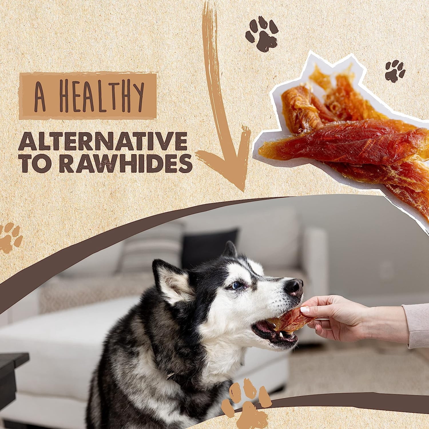 Mighty Paw Chicken Jerky Dog Treats, Natural Dog Chews for Large Dogs, 14 Oz, Protein-Rich