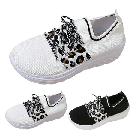 

PEASKJP Womens Platform Sneakers Slip-On Sneakers Comfort Work Shoes Running Sneaker White 8.5