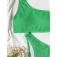 thumbnail image 6 of SEARIPE Women Textured One Shoulder High Waisted Bikini Swimsuit Green S, 6 of 6