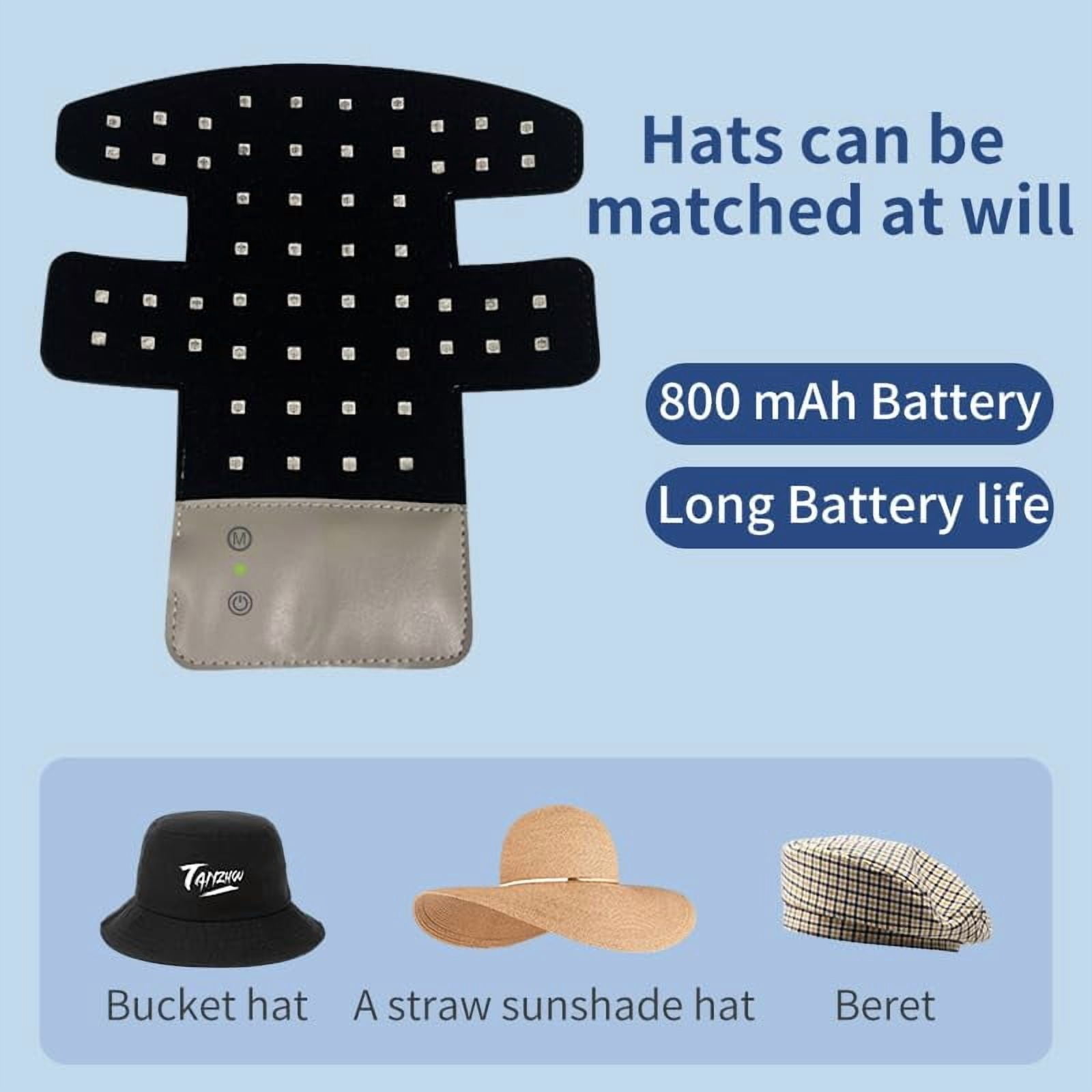 Wearable Scalp Care Hat with Red & Blue Light, Cordless and Rechargeable Hands-Free Light Device for At-Home Wellness Routines, Adjustable Brightness & Modes