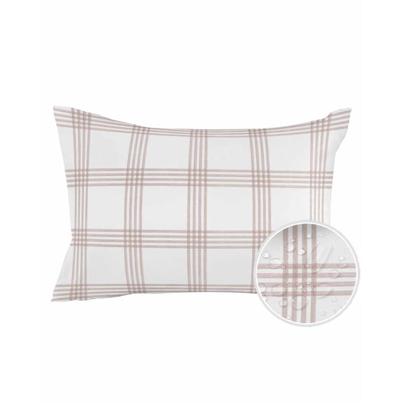 Outdoor Pillows Waterproof, Brown Buffalo Plaid Throw Pillows with Inserts Included, Farmhouse Checkered Watercolor Indoor Outdoor Decorative Lumbar Pillow for Bed/Couch/Patio 12"x20", 1Pcs