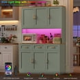 thumbnail image 6 of Hiphuta 72" Tall Kitchen Pantry Storage Cabinet with RGB LED, Hutch Cabinet with Charging Station and Adjustable Shelves for Dining Room, Blue, 6 of 7