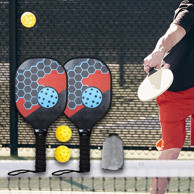 Raquetas de pickleball perfecl de madera 15.7 pulgadas 2 Paletas 2 bolas rojo