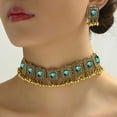 thumbnail image 2 of Vintage Ethnic Jewellery Set for Women Boho Cubic Zirconia Beads Dangle Earring Tassels Choker Necklace Crystal Wedding Party Oxidized Traditional Indian Bollywood Gift Daily Wear Birthday Bff, 2 of 12