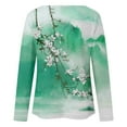 thumbnail image 5 of Longues T-shirts à Manches Col Rond pour Femmes Hauts Tunique Imprimée Florale Tendance Hauts Décontractés Amples Confortables Chandails en Molleton Blouses, 5 of 5