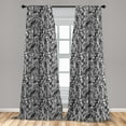 thumbnail image 5 of Ambesonne Gothic Curtains, Vintage Roses Hearts, Pair of 28"x84", Black White, 5 of 5