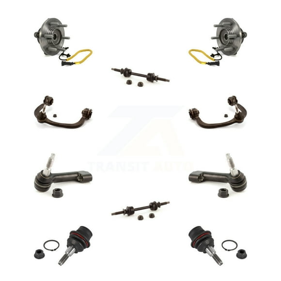 Transit Auto Front Bearing Upper Control Arm w/ Ball Joint Lower Outer Tie Rod Link Kit (10Pc) for Car 2018-2020 Ford F-150 Limited Platinum SSV XL XLT King Ranch Lariat with 4WD K7T-110894