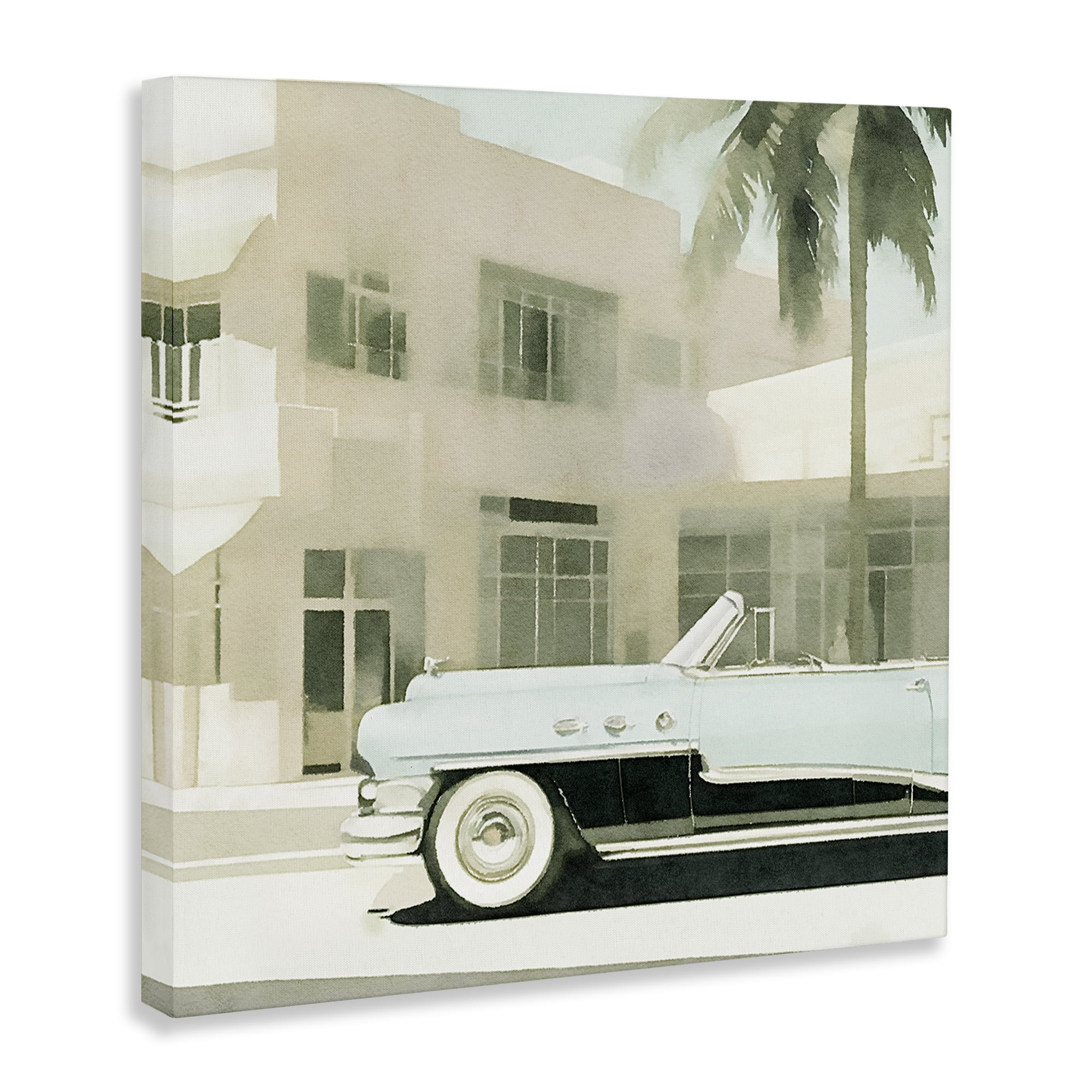 Stupell Industries Miami Car & Palm Tree Transportation Painting Wrapped Canvas Art Print Wall Art, 24 x 24
