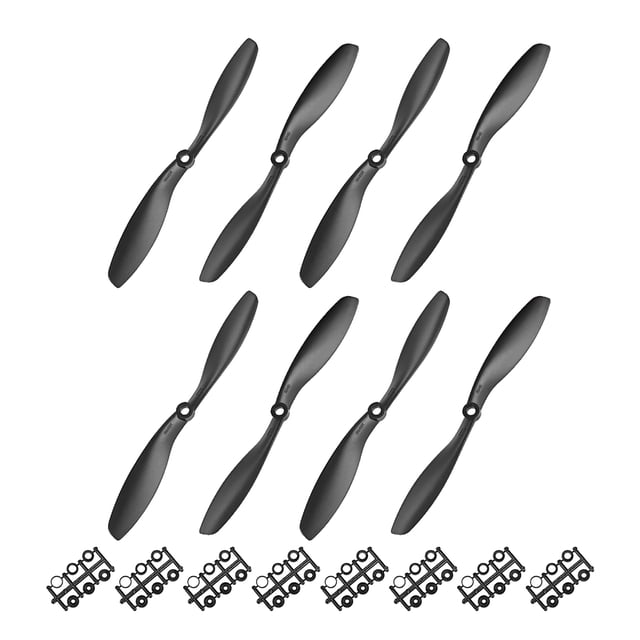 Hélices RC CW CCW 8045 8x4.5 Pulgadas 2-Van Fixed-Wing para Juguete de Avión, Nylon Negro 4 Pares con Anillo Adaptador
