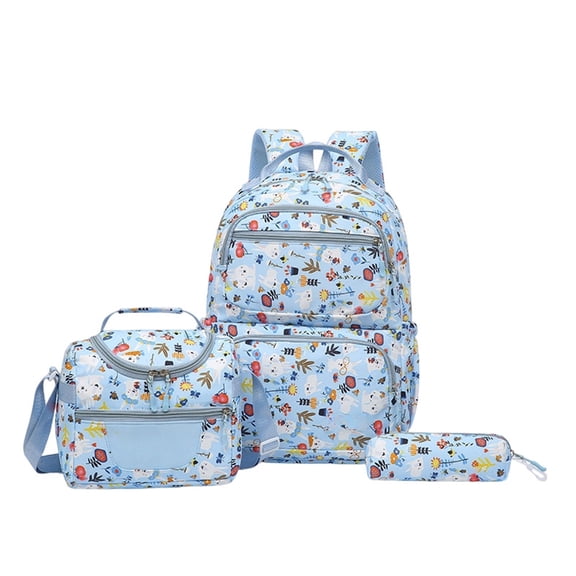 Weebloom Large School Backpack With Lunch Box Pencil Case For Kids Boys Girls Cute 3Pcs School Bags Set Three Piece Cartoon Styled Large Capacity Bookbag Middle High School College Sky Blue