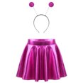 thumbnail image 2 of iiniim Kids Girls Halloween Cosplay Outfits Metallic Shiny High Waist Skirt with Hair Hoop Set Rose Red 10, 2 of 7